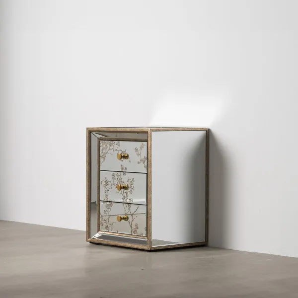 Ночной столик CHLOE Позолоченный Зеркало Стеклянный Деревянный MDF 49 x 40 x 60 cm