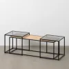 Centrinis stalas Juoda Natūralus Stiklas Geležis Rotangas 97,5 x 34 x 35 cm (3 vnt.)