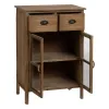Display Cabinet With Double Glass Doors Natural Crystal Fir wood 64 x 37 x 92,5 cm