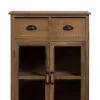 Display Cabinet With Double Glass Doors Natural Crystal Fir wood 64 x 37 x 92,5 cm