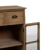 Display Cabinet With Double Glass Doors Natural Crystal Fir wood 64 x 37 x 92,5 cm
