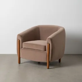 Armchair Natural Taupe Rubber wood Foam Fabric 87 x 80 x 81 cm