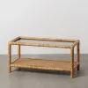 Кофейный столик Бежевый Стеклянный ротанг 90 x 40 x 42 cm