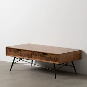Centrālais galds LAGOM Melns Dabisks Dzelzs Kaučuka koks 120 x 60 x 40 cm