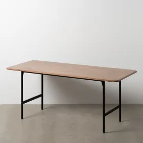 Pusdienu galds LAGOM Melns Dabisks Dzelzs Kaučuka koks 180 x 80 x 76 cm