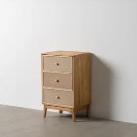 Nightstand GEREL Natural Fir wood MDF Wood Natural Fibre 46 x 37 x 76 cm