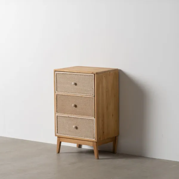 Naktsskapītis GEREL Dabisks Egles koksne Koks MDF Dabīgā Šķiedra 46 x 37 x 76 cm