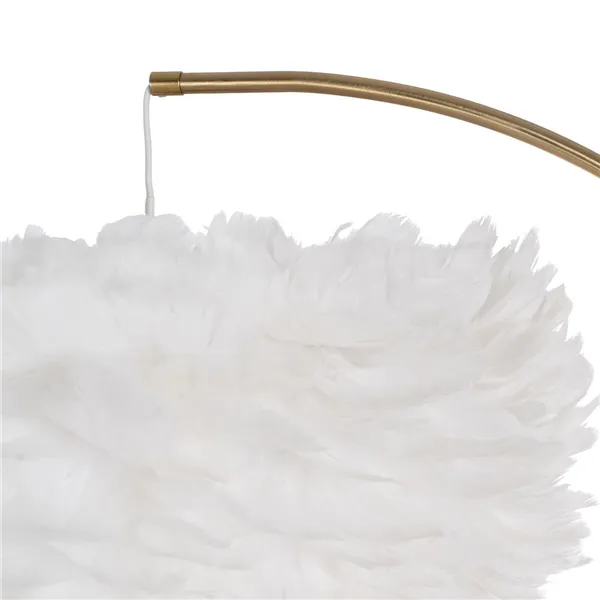 Floor Lamp White Golden Metal Feathers 60 W 220-240 V 68 x 40 x 175 cm