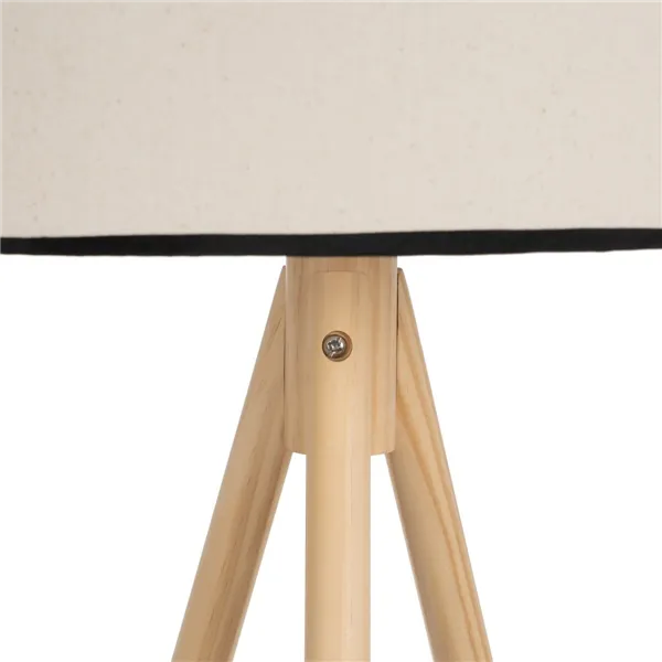 Floor Lamp Black Beige Wood Fabric 60 W 220-240 V 60 x 60 x 155 cm