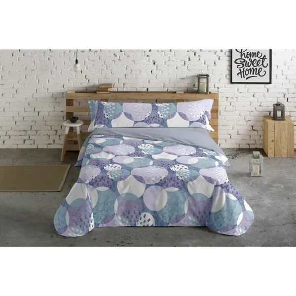 Duvet cover set Hosteline Circulos Blue King size 3 Pieces