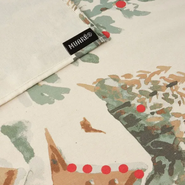 Stain-proof resined tablecloth Belum Christmas Deer Brown Red Green Linen 200 x 150 cm