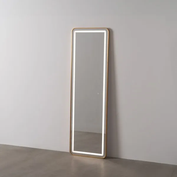 Настенное зеркало Позолоченный Зеркало 50 X 3 X 160 CM