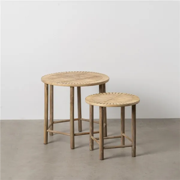 Side table Natural Bamboo 50 x 50 x 48 cm 38,5 x 38,5 x 40 cm 2 Pieces (2 Units)