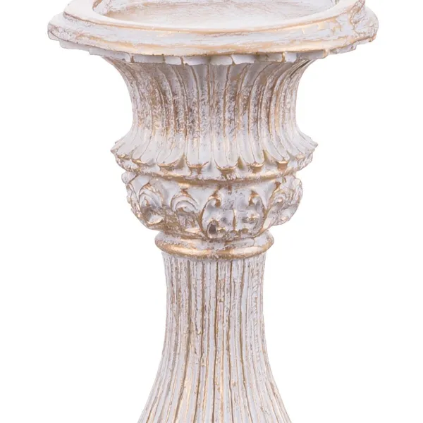 Candle Holder White Resin Christmas 10 x 10 x 29 cm