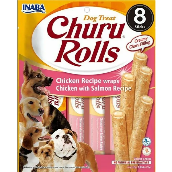 Dog Snack Inaba Churu Rolls Chicken with salmon Chicken Salmon Fish 8 x 12 g