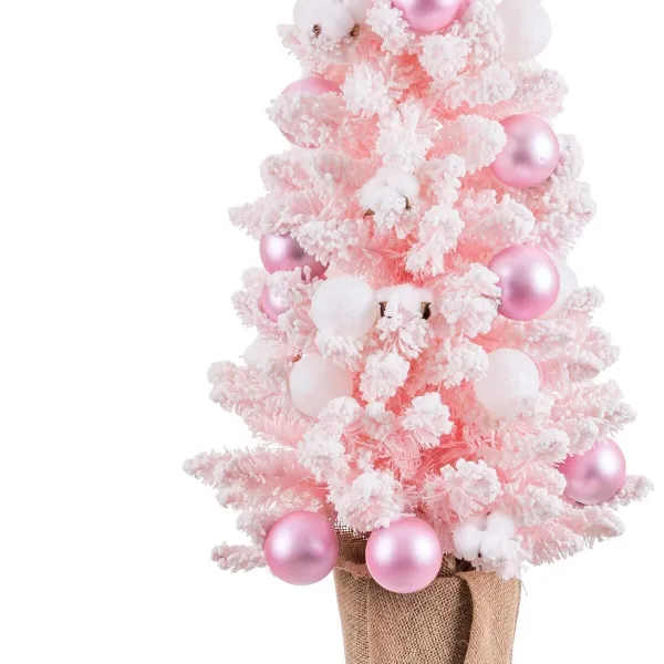 Christmas Tree Pink PVC Flowers Balls 30 x 30 x 90 cm