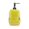 Soap Dispenser Versa Yellow Ceramic Stripes 9,4 x 17,8 x 10,5 cm