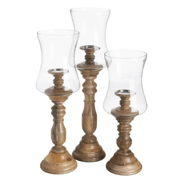 Kynttilänjalka Luonnollinen Puu Kristalli 20 x 20 x 76 cm
