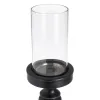 Candleholder Black Wood Crystal 12 x 12 x 62 cm