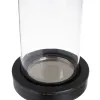Candleholder Black Wood Crystal 12 x 12 x 62 cm