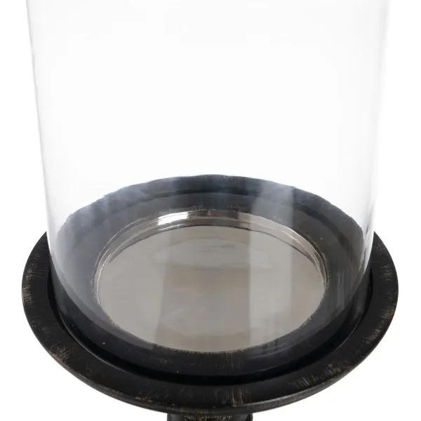 Candleholder Black Wood Crystal 18 x 18 x 47 cm