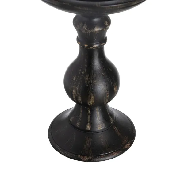 Candleholder Black Wood Crystal 18 x 18 x 47 cm