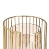 Candleholder Brown Golden Wood Crystal Steel 15 x 15 x 23 cm