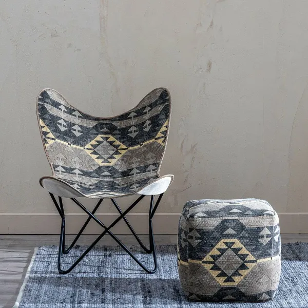 Pouffe Black Taupe 45 x 45 x 45 cm