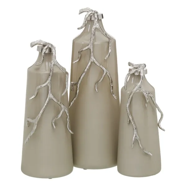 Koristepullo Beige Hopeinen 20 x 11 x 53 cm Koristeellinen