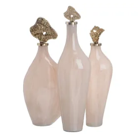 Dekoratīvs pudele Krēmkrāsa Bronza 13 x 10 x 47 cm Dekoratīvie