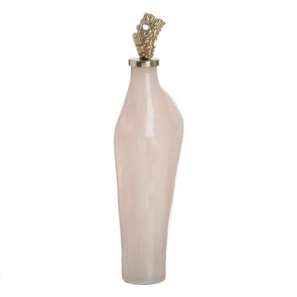 Dekoratīvs pudele Krēmkrāsa Bronza 13 x 10 x 47 cm Dekoratīvie