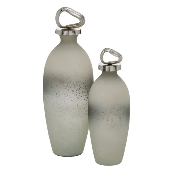 Dekoratīvs pudele Pelēks Sudrabains 15 x 15 x 46 cm Dekoratīvie
