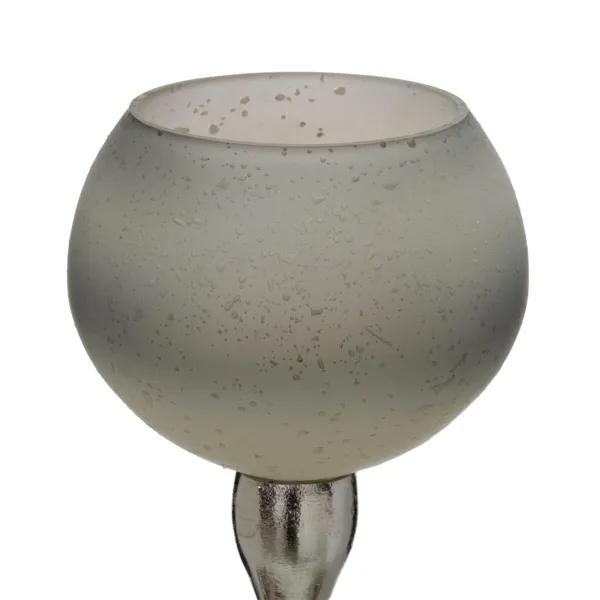 Candleholder Grey Silver Aluminium Crystal 11 x 11 x 56 cm