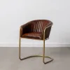 Обеденный стул Коричневый Позолоченный Кожа Железо 55 x 53 x 74 cm