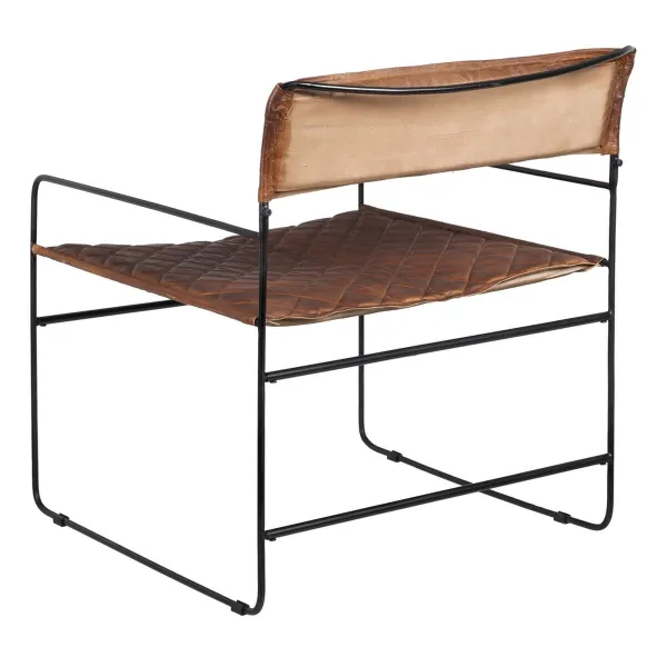 Обеденный стул Коричневый Чёрный Кожа Железо 76 x 75 x 89 cm