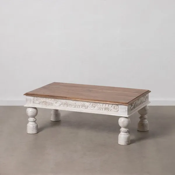 Centre Table White Natural 120 x 70 x 45 cm