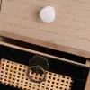 Jewelry box HEARTS White Black Natural Wood Cane Plastic MDF Wood 22 x 10 x 25 cm