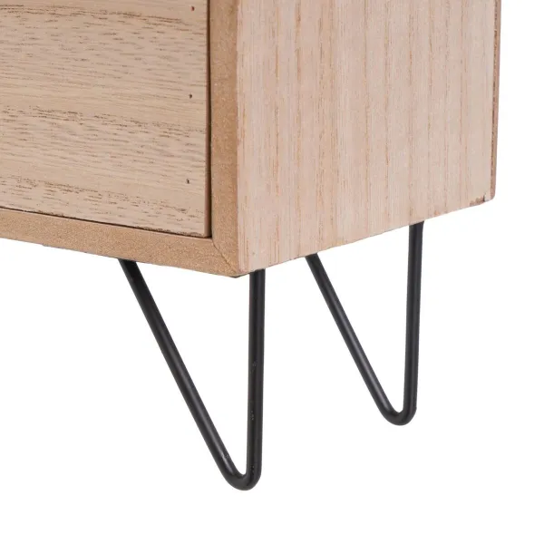 Jewelry box HEARTS White Black Natural Wood Cane Plastic MDF Wood 22 x 10 x 25 cm