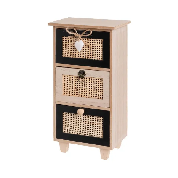 Dėžutė HEARTS Balta Juoda Natūralus Cukranendrių žirklės Plastmasinis Medžio MDF 17 x 11 x 32 cm