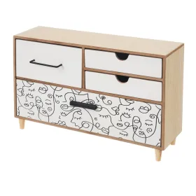 Dėžutė ONE LINE Balta Juoda Natūralus Medžio MDF 36 x 11 x 23 cm