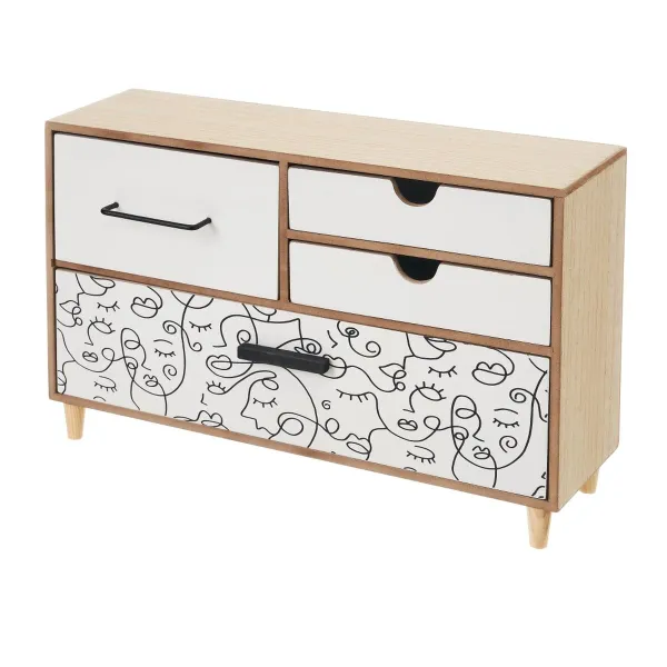Шкатулка ONE LINE Белый Чёрный Натуральный Деревянный MDF 36 x 11 x 23 cm