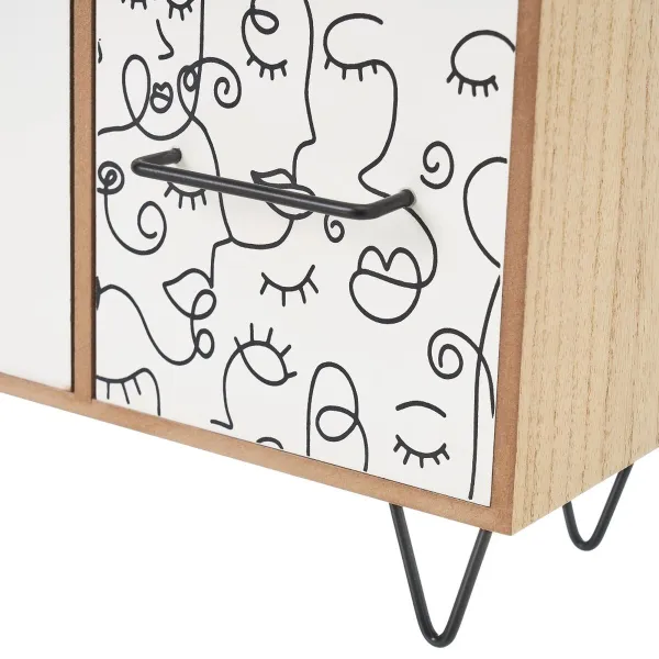 Lādīte ONE LINE Balts Melns Dabisks Koks MDF 40 x 12 x 20 cm