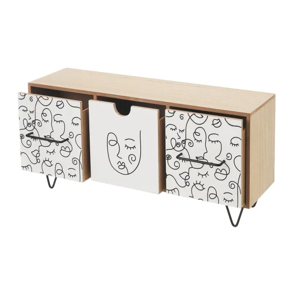 Korurasia ONE LINE Valkoinen Musta Luonnollinen Puu MDF 40 x 12 x 20 cm