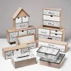 Lādīte ONE LINE Balts Melns Dabisks Koks MDF 40 x 12 x 20 cm