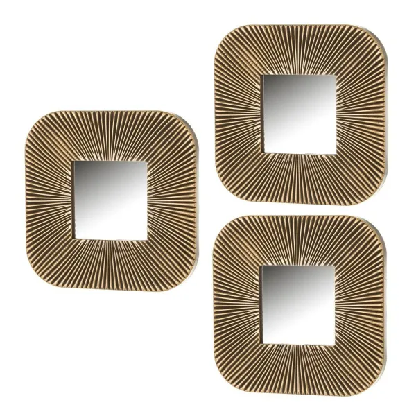 Wall mirror Golden 25 x 2 x 25 cm (3 Units)