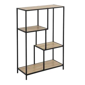 Lentyna Juoda Natūralus Medžio Metalinis Plienas Laminatas 77 x 33 x 114 cm