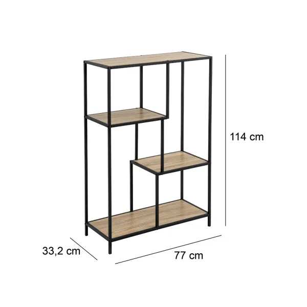 Lentyna Juoda Natūralus Medžio Metalinis Plienas Laminatas 77 x 33 x 114 cm