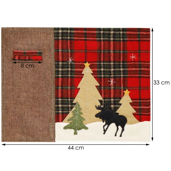 Jõululaualinik 44x33cm punane põhjapõtradega