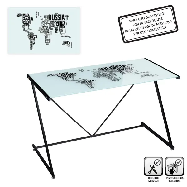 Mazs galdiņš COUNTRIES WORLD Balts Melns matēts 120 x 60 x 75 cm