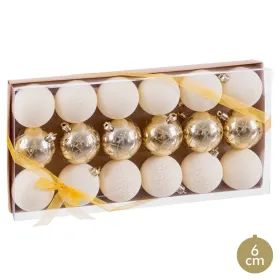 Eglutės rutuliukai Auksinis Plastmasinis Ø 6 cm (18 vnt.)
